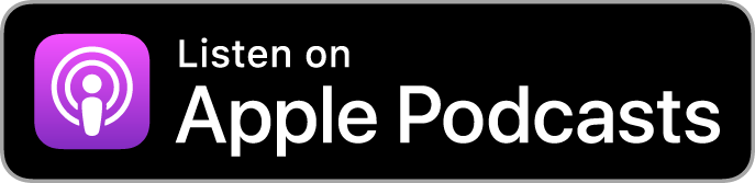 Black rectangular button that says "Listen on Apple Podcasts."